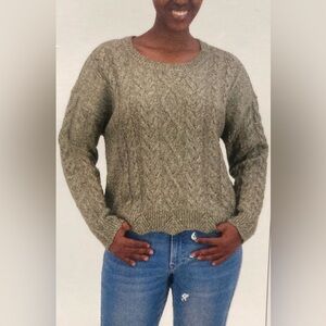 Lucky Brand Women's Medium Olive Green Cable Knit Sweater NWT, $99.50 MSRP